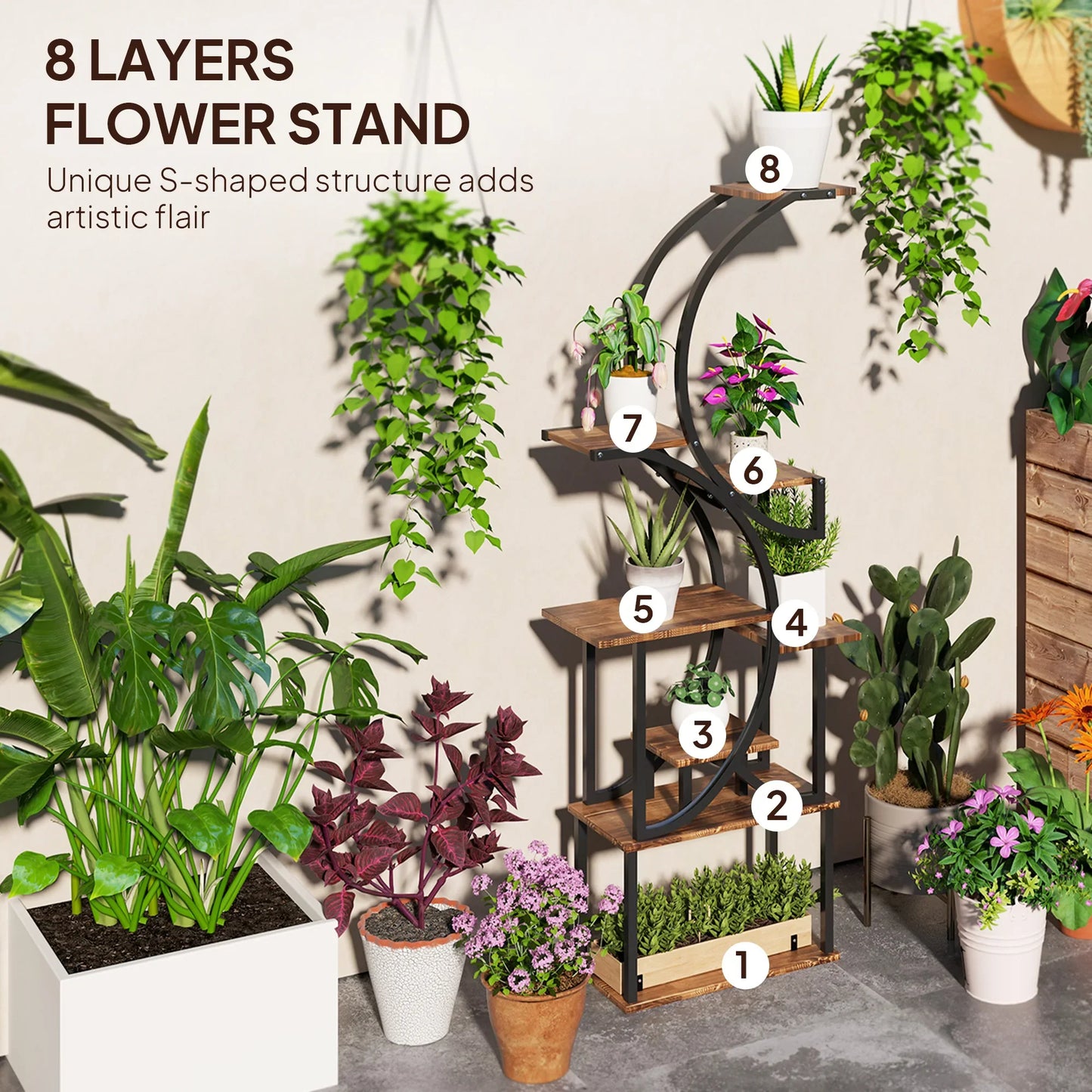 Elegant 8-Tier Plant Display