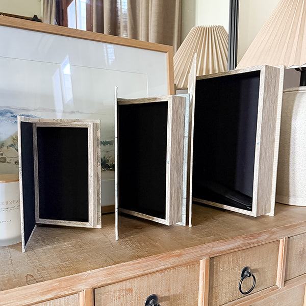 Large Leather Bound Book Boxes, Set of 3